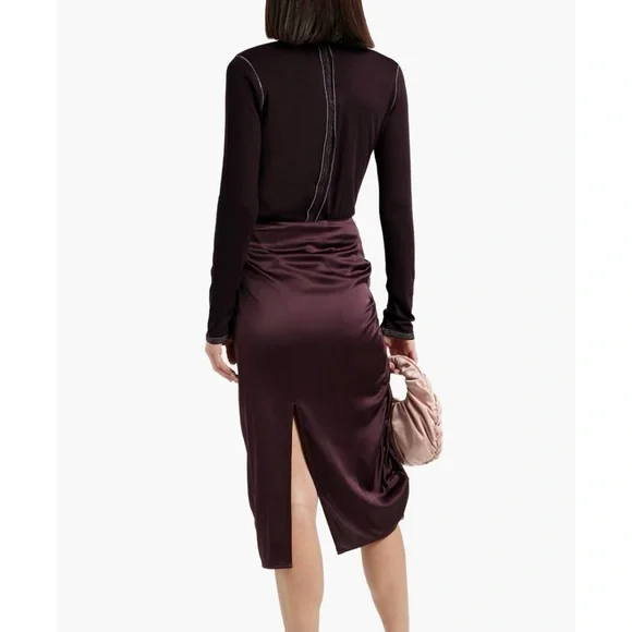 ULLA JOHNSON Asha ruffled organic wool top in Merlot Size S